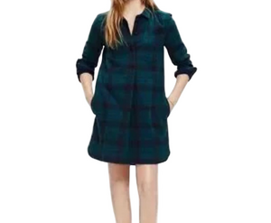 Madewell Latitude Shirt Dress Alma Plaid Green Size Small Womans